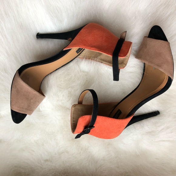 Zara Shoes - ZARA | Colorblock Peep Toe Heel | Size 37